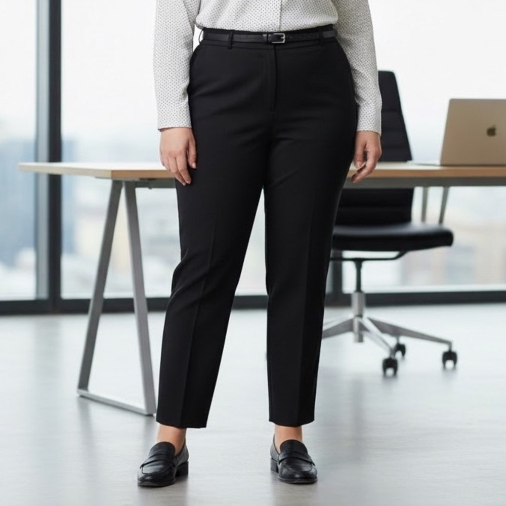 Black Straight Leg Dress Trousers Pants Career Office Women’s Size 34 Van Heusen